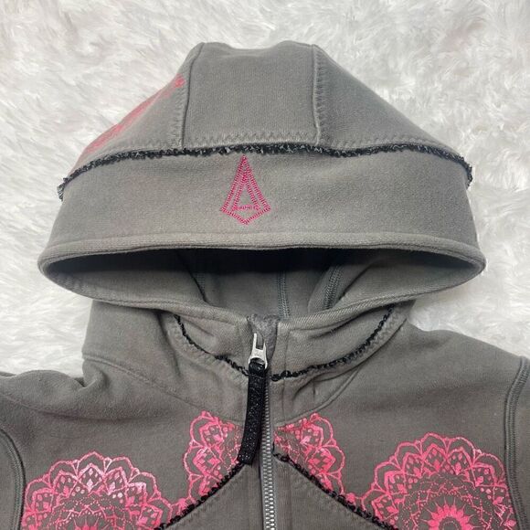 Ivivva Girls Size 10 Gray Pink Full Zip Scuba Hoodie SweatshirtâJacketâCoat - Picture 3 of 13